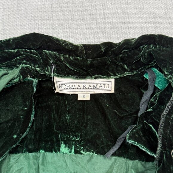 Vintage Norma Kamali Button Down Shirt Green Velvet Long Sleeves Size S Small - Picture 13 of 14